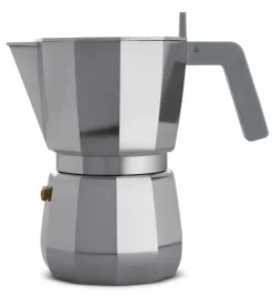 Alessi - Espresso kaffemaskine, 6 kopper - Grå aluminium