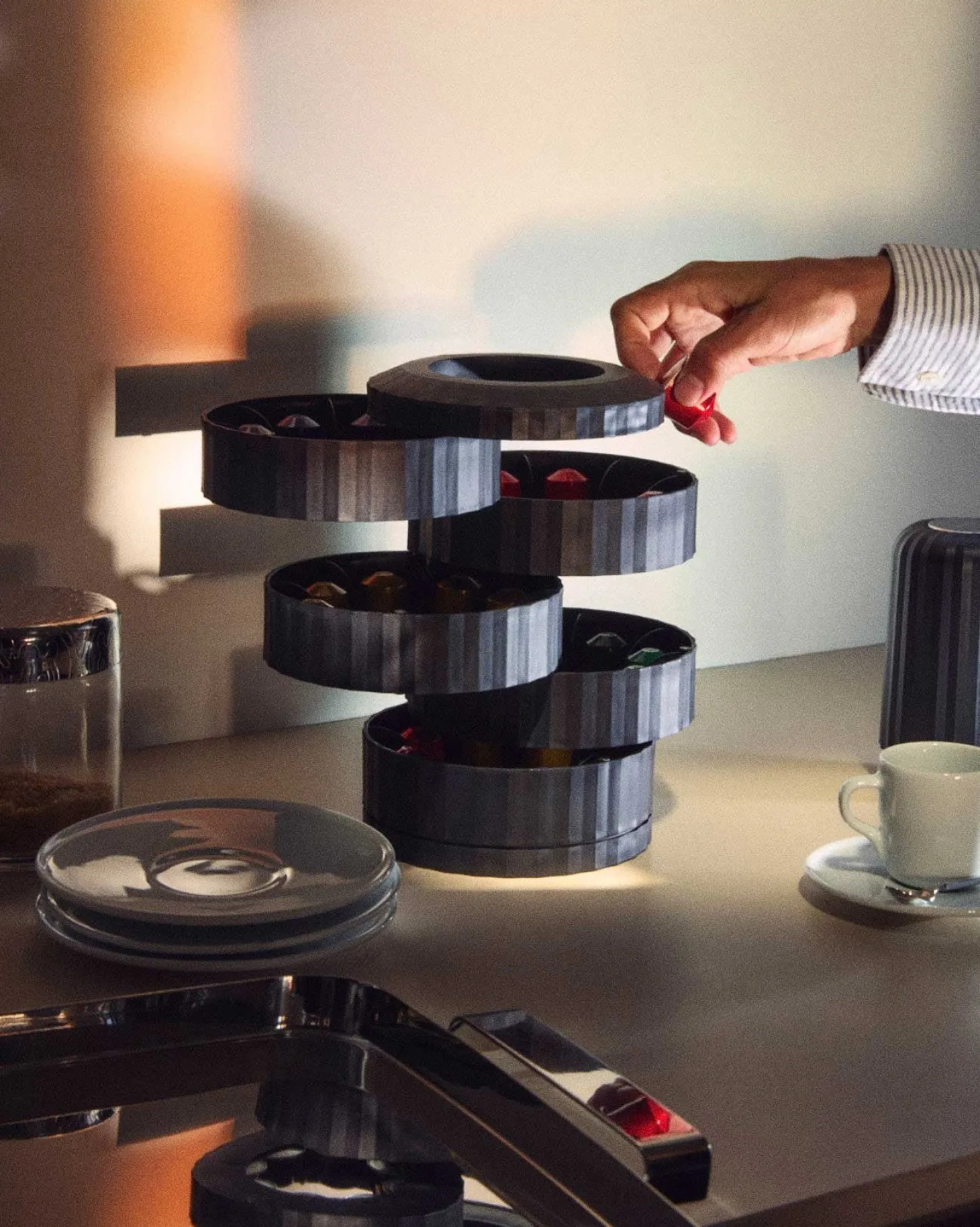Alessi - Kaffekapselholder - Plissé - Grøn