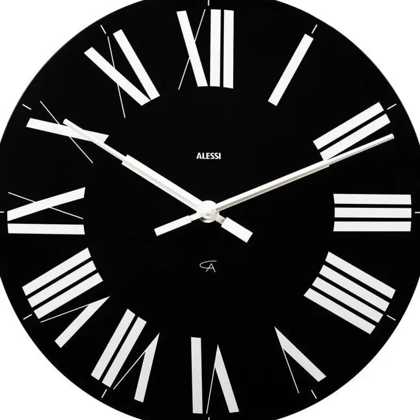 Alessi - vægur fra Alessi - Sort med hvide tal - Ø36 cm