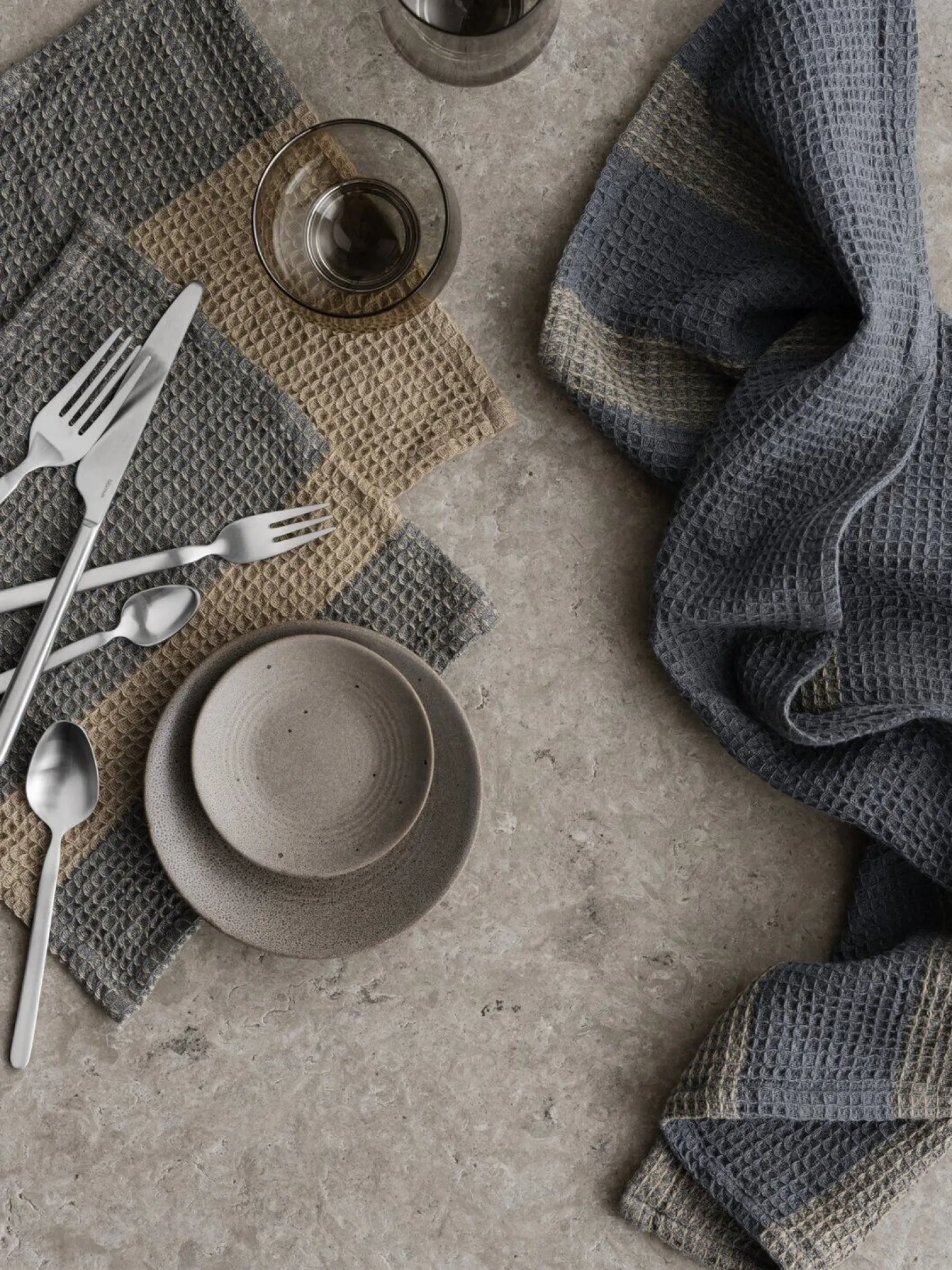 Blomus - Dish Cloth, Set of 2 pcs - Steel Gray/ Tan - GANO