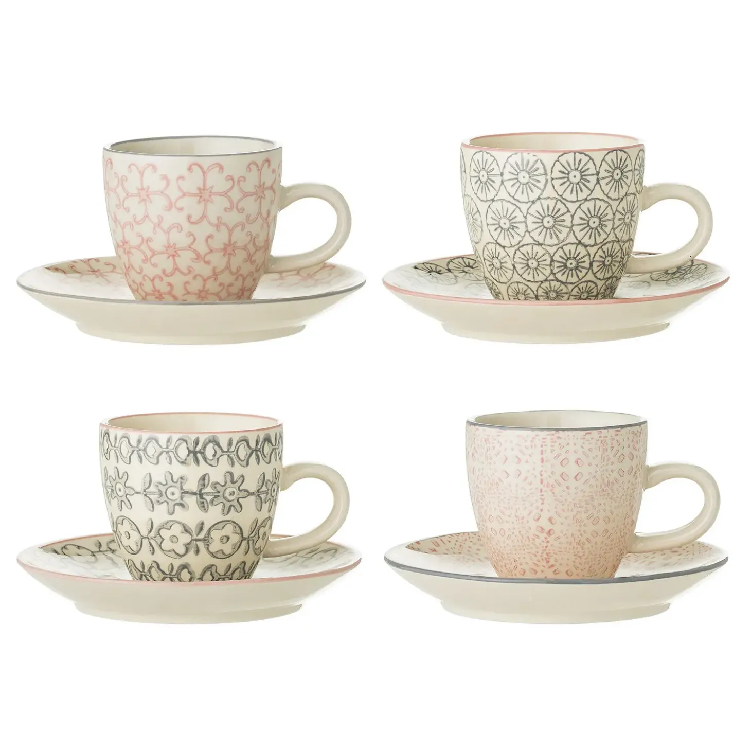 Bloomingville - Cécile Espresso Kop & Underkop,Rose,Stentøj - Sæt af 4 stk./Pris pr. stk.