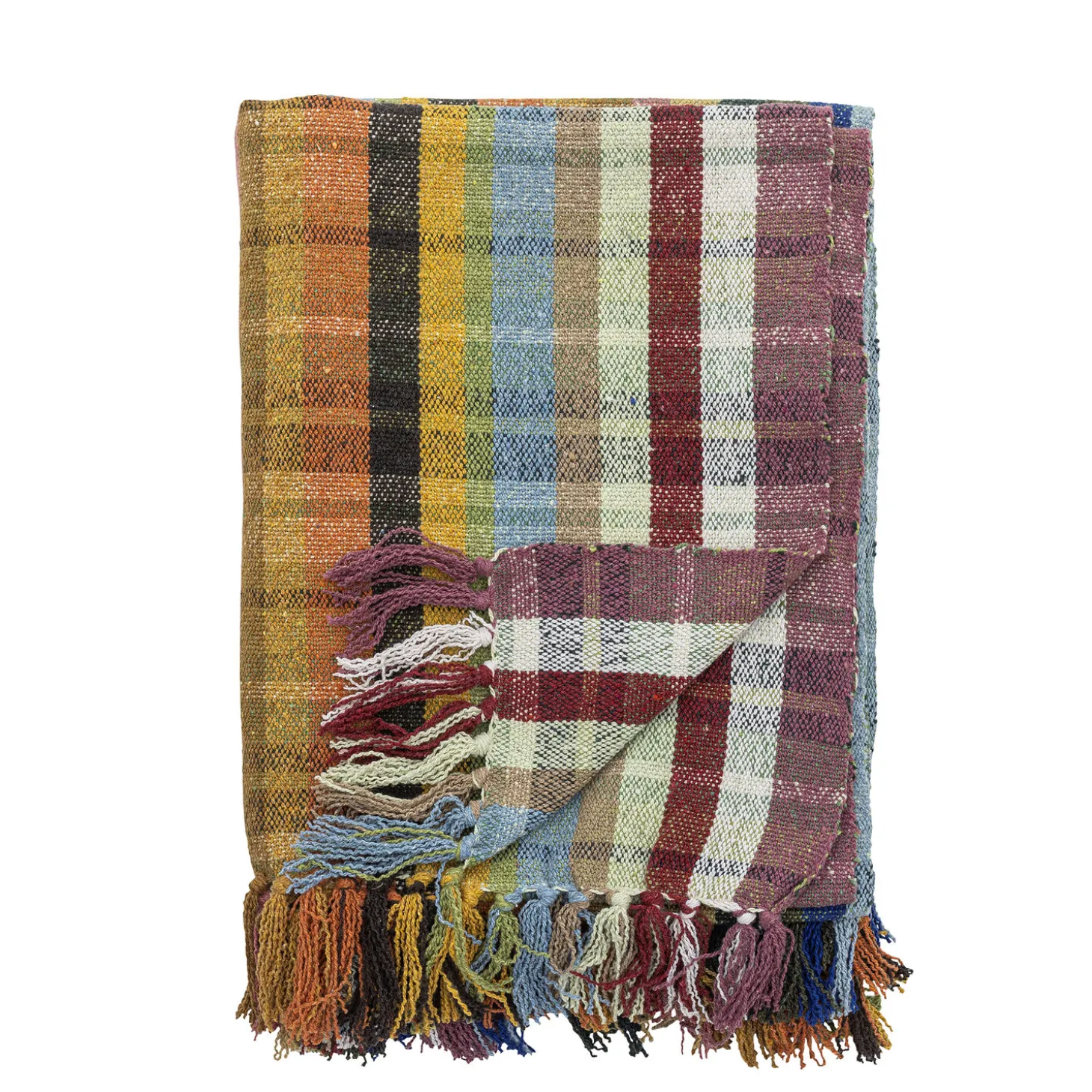 Bloomingville - Elmy Plaid, Orange, Genanvendt Bomuld