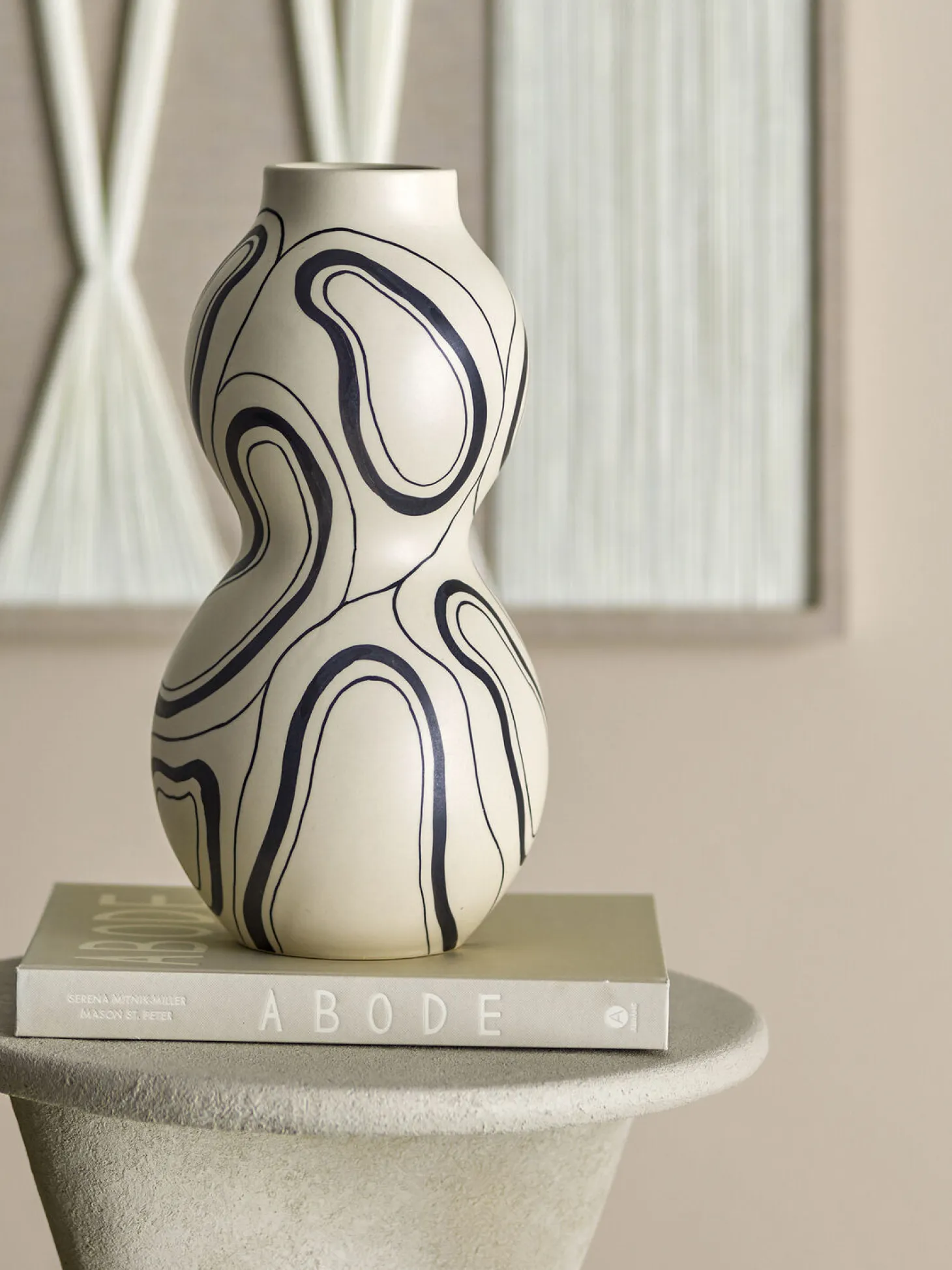 Bloomingville - Nicola Vase, Sort, Stentøj