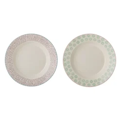 Bloomingville - Patrizia Pasta Tallerken, Grøn, Stentøj, 2 styk