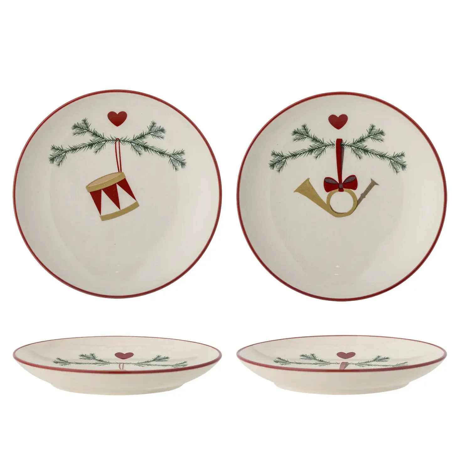 Bloomingville - Yule Juletallerken, Natur, Stentøj - 2 styk - Ø 16 cm