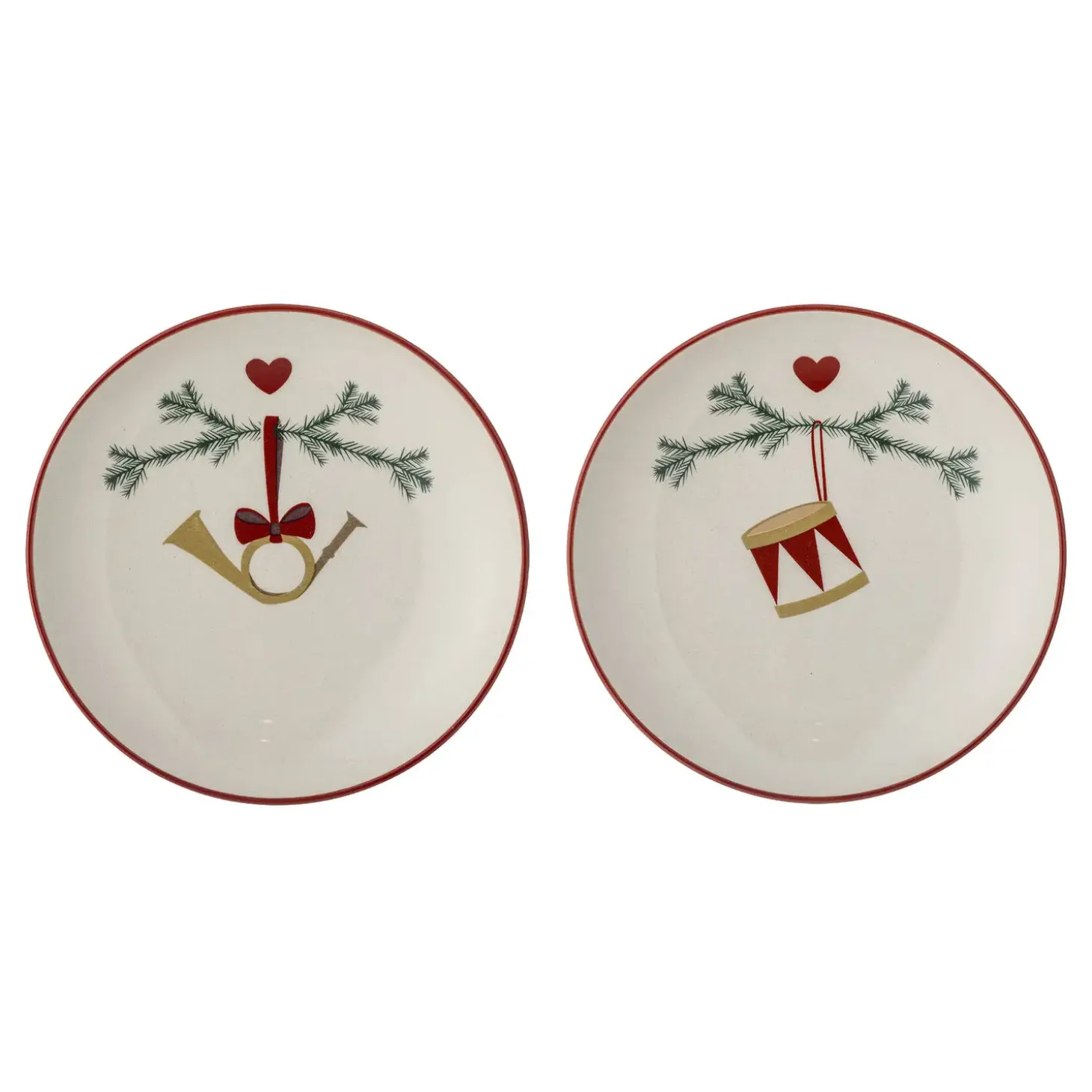 Bloomingville - Yule Juletallerken, Natur, Stentøj - 2 styk - Ø 16 cm