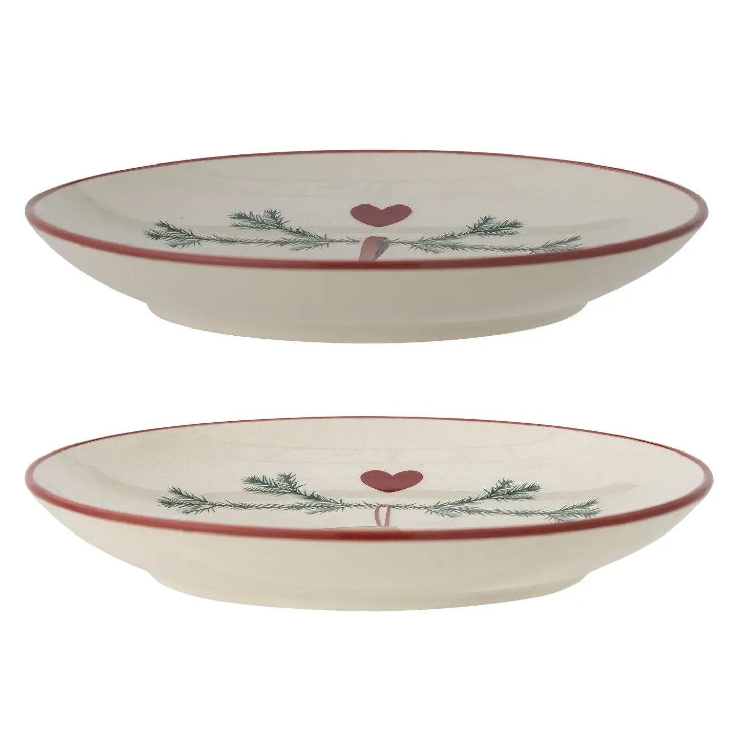 Bloomingville - Yule Juletallerken, Natur, Stentøj - 2 styk - Ø 16 cm