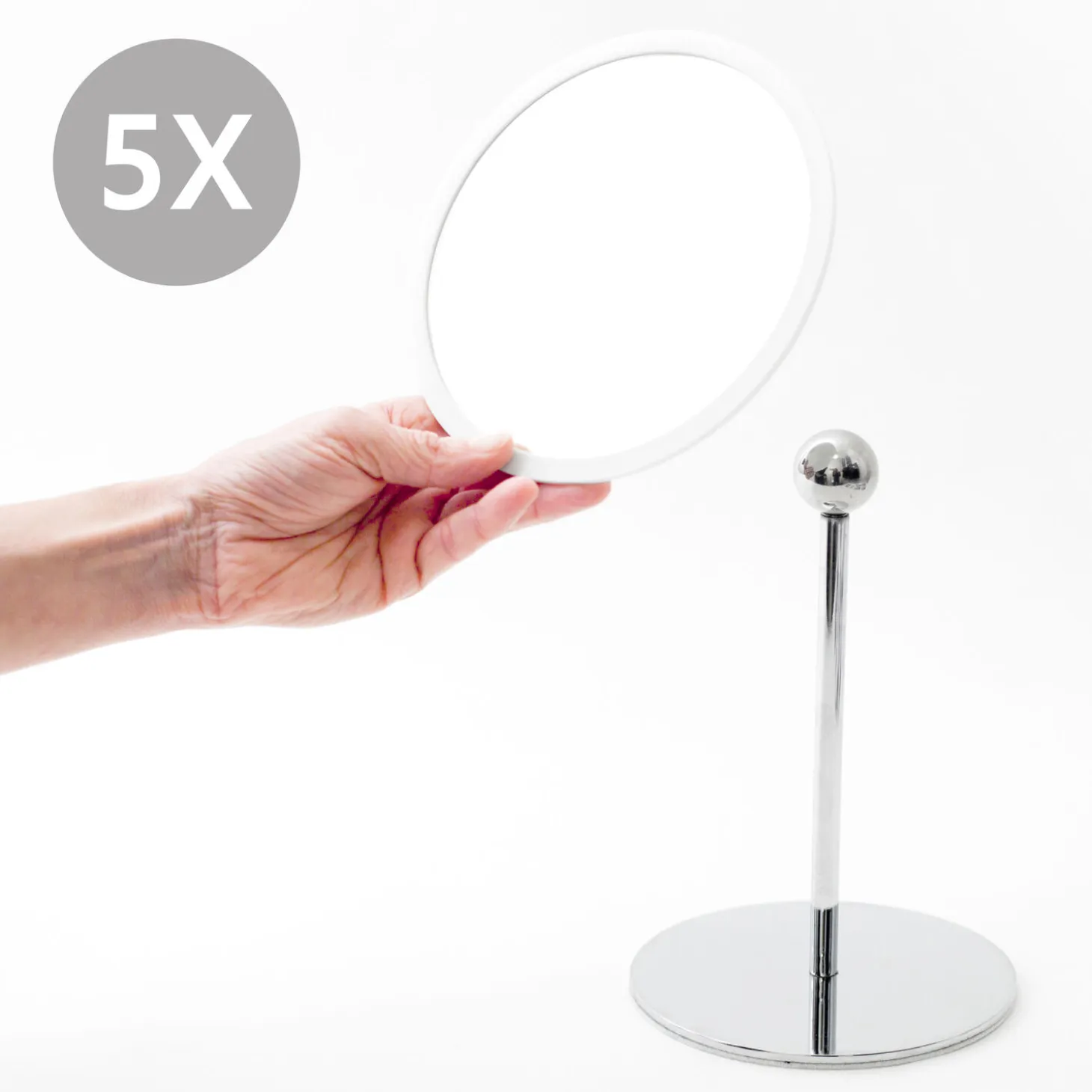 Bosign - Aftageligt Make-up spejl X5. Bordmodel - Hvid