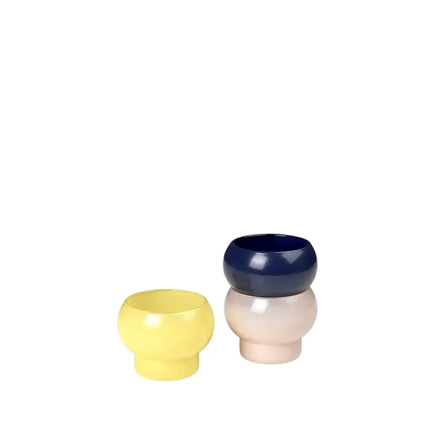 Broste Copenhagen - Fyrfadsstage "Agathe" - Yellow/Blush/Blue - Sæt af 3