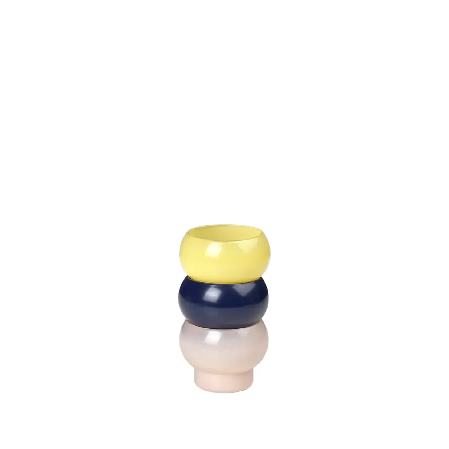 Broste Copenhagen - Fyrfadsstage "Agathe" - Yellow/Blush/Blue - Sæt af 3