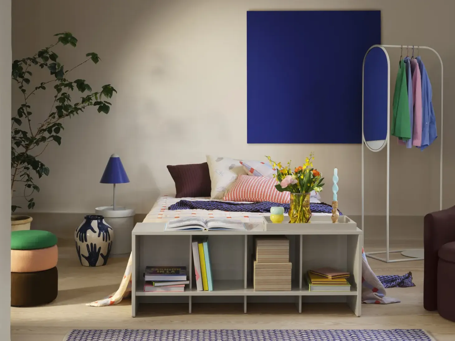 Broste Copenhagen - Fyrfadsstage "Agathe" - Yellow/Blush/Blue - Sæt af 3