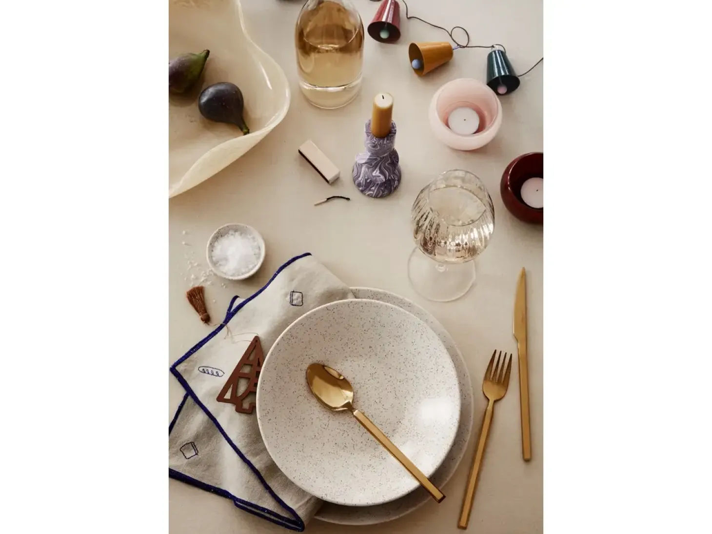 Broste Copenhagen - Fyrfadsstage "Agathe" - Yellow/Blush/Blue - Sæt af 3