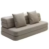 By KlipKlap - KK 3 Fold sofa XL 140 cm - Beige med sandfarvet knapper