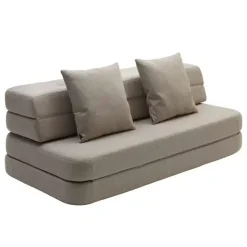 By KlipKlap - KK 3 Fold sofa XL 140 cm - Beige med sandfarvet knapper