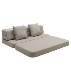By KlipKlap - KK 3 Fold sofa XL 140 cm - Beige med sandfarvet knapper
