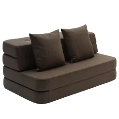 By KlipKlap - KK 3 Fold sofa 120 cm - Brun med sand knapper