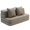 By KlipKlap - KK 3 Fold sofa XL 140 cm - Sandfarvet med sand knapper