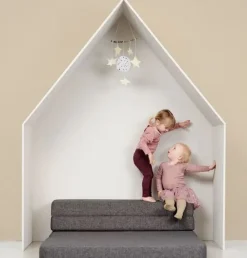 By KlipKlap - KK 3 Fold sofa 120 cm - Blågrå med grå knapper
