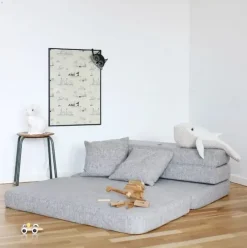 By KlipKlap - KK 3 Fold sofa XL 140 cm - Multigrå med grå knapper