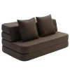 By KlipKlap - KK 3 Fold sofa XL 140 cm - Brun m. sandfarvede knapper
