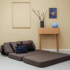 By KlipKlap - KK 3 Fold sofa XL 140 cm - Brun m. sandfarvede knapper