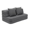 By KlipKlap - KK 3 Fold sofa XL 140 cm - Blågrå med grå knapper