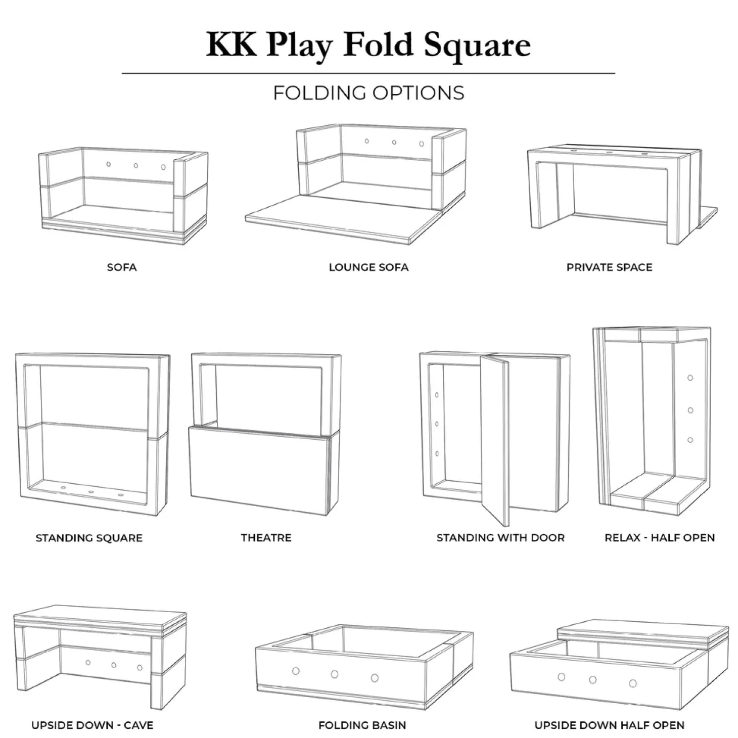 By klipklap - KK Play Fold - Square - multi grå m. grå