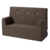 By KlipKlap børnesofa - KK Kids Sofa - Brun med sand knap