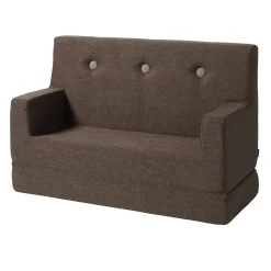 By KlipKlap børnesofa - KK Kids Sofa - Brun med sand knap