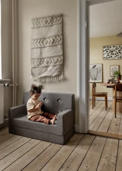 By KlipKlap børnesofa - KK Kids Sofa - Brun med sand knap
