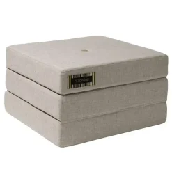 By KlipKlap madras - KK 3 fold single - Beige med sandfarvet knapper