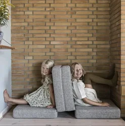 By KlipKlap madras - KK 4 fold - Multigrå med grå knap