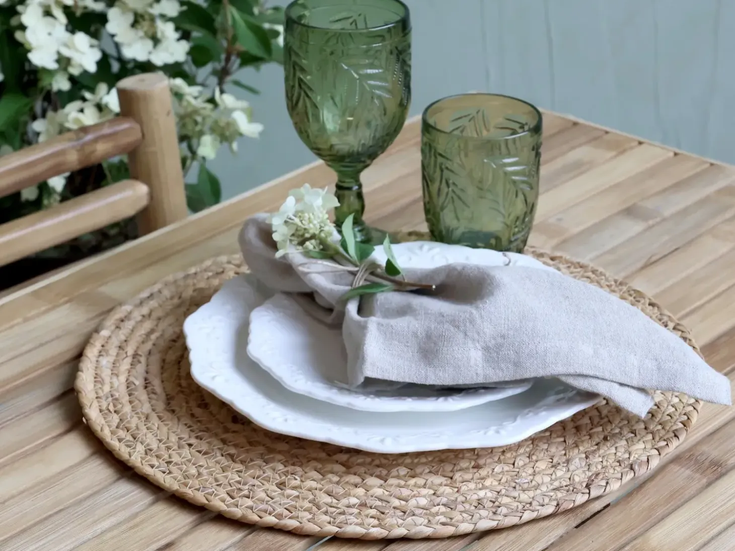 Chic Antique - Dækkeserviet - Flet - Ø38 cm