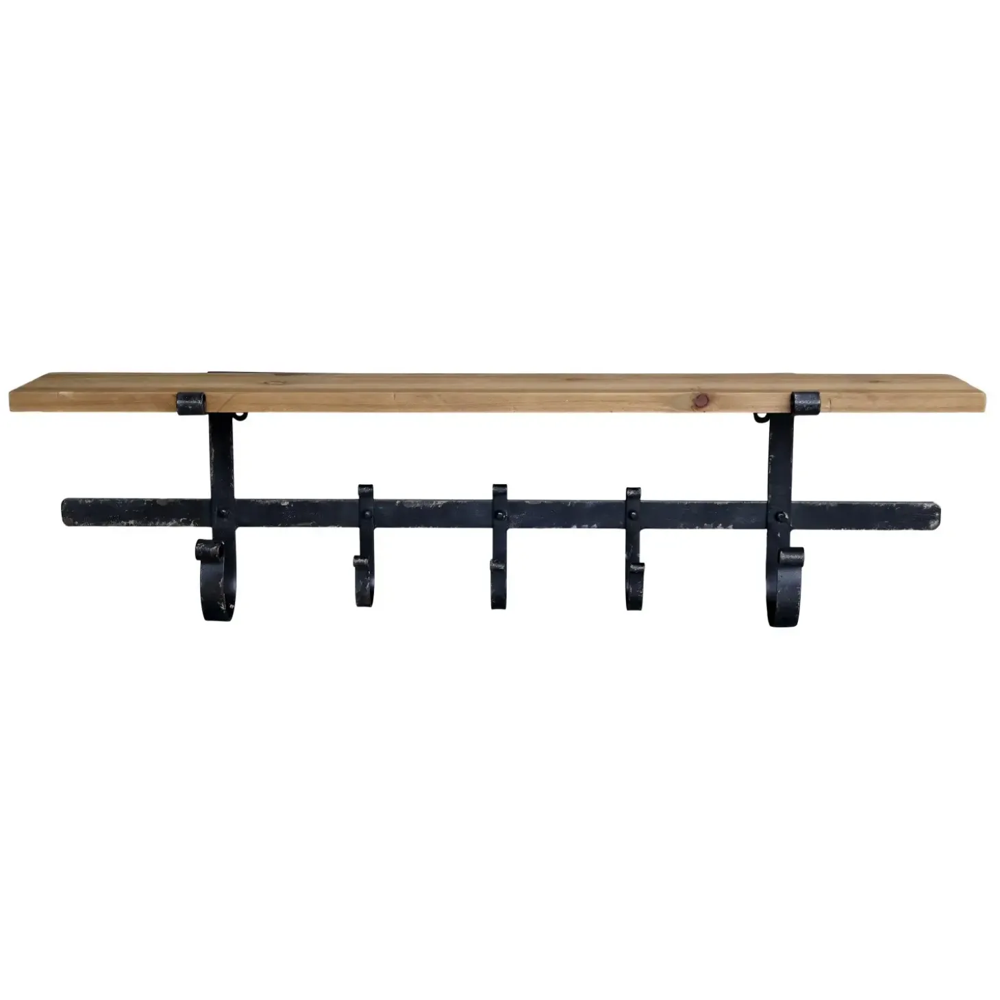 Chic Antique - Hylde med 5 knager - Antique Sort