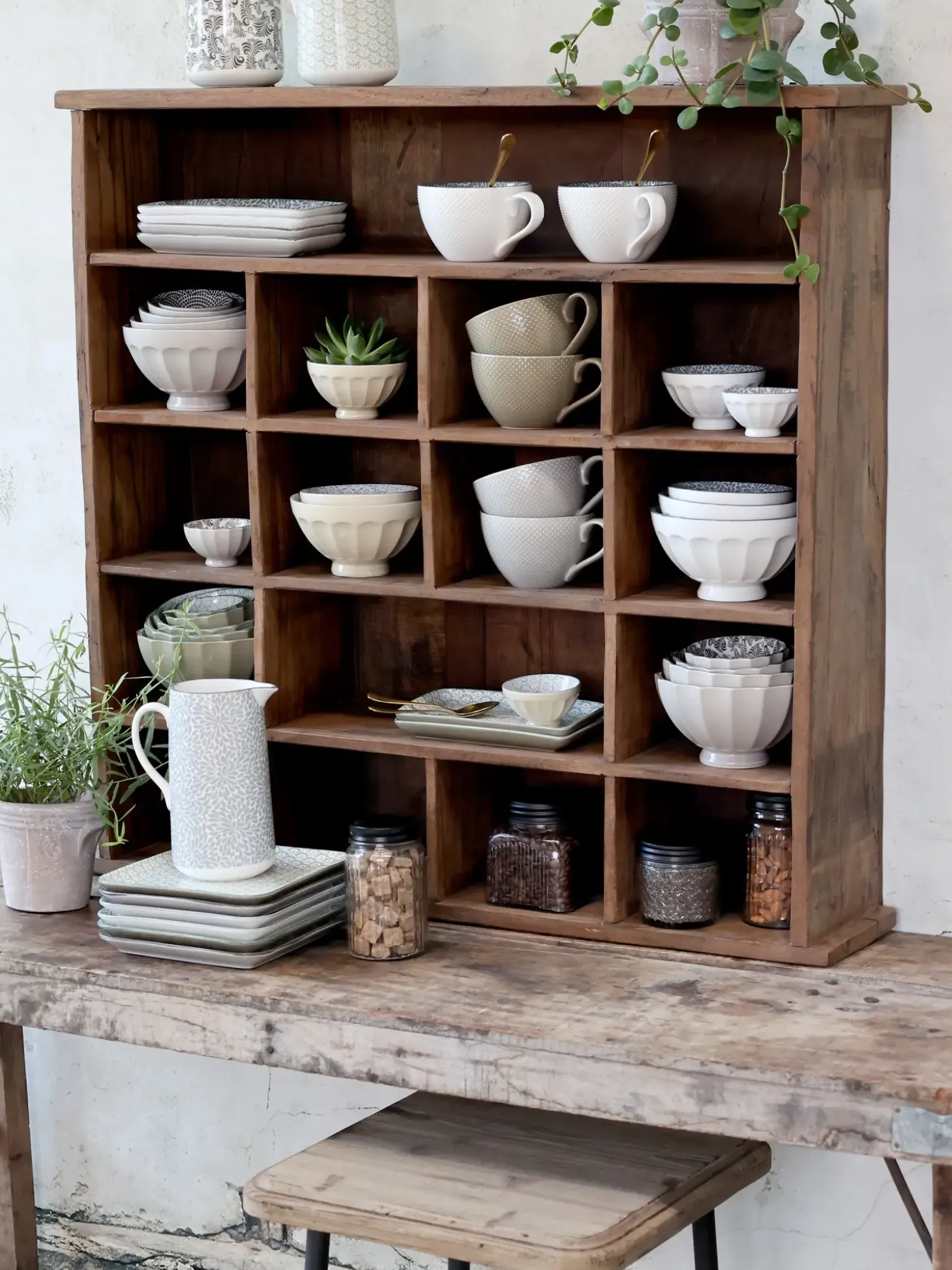 Chic Antique - Skåle - Arés Latteskål m. mønster - Sæt af 5 stk. - Rosa / Taupe