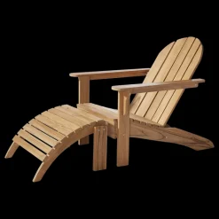 Cinas - Adirondack sæt i teak bestående af havestol med tilhørende skammel