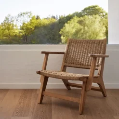 Cinas - Eya lounge stol - indendørs, teak med paperloom