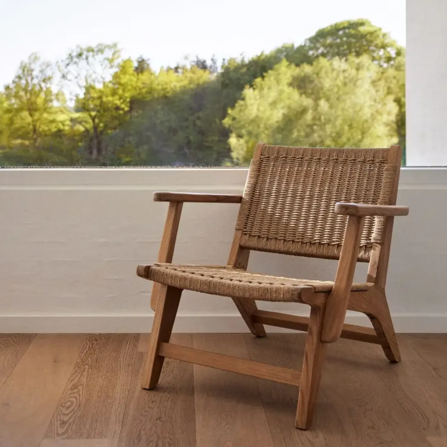 Cinas - Eya lounge stol - indendørs, teak med paperloom