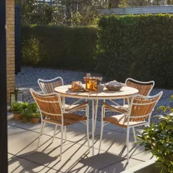 Cinas - Havebord - Ellen bord Ø110cm hvid/teak