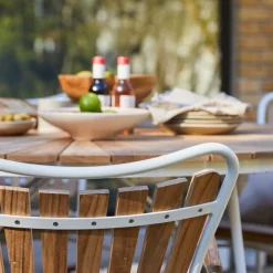 Cinas - Havebord - Ellen bord Ø130cm hvid/teak