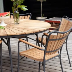 Cinas - Havebord - Ellen bord Ø150cm antracit/teak