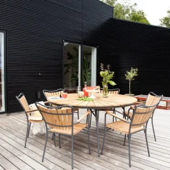 Cinas - Havebord - Ellen bord Ø150cm antracit/teak
