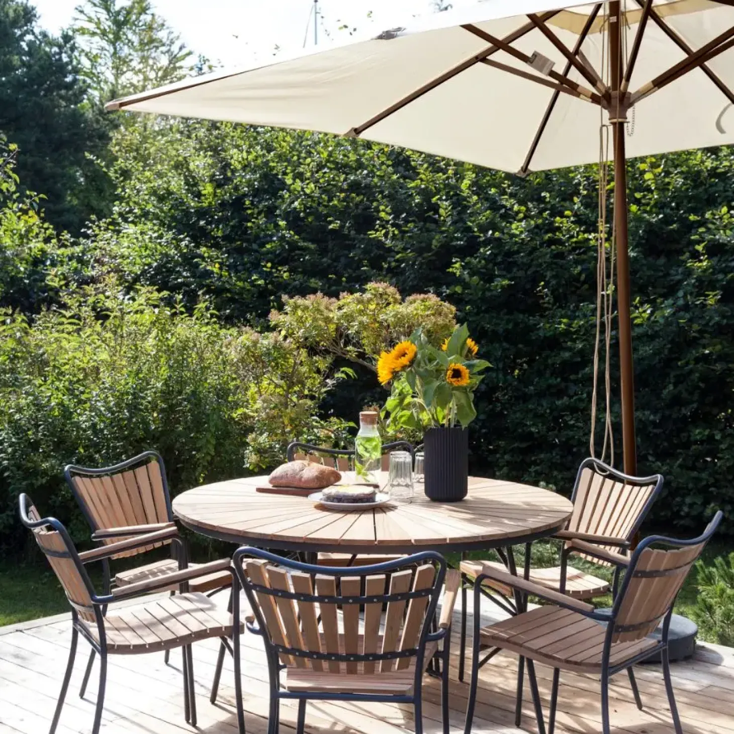 Cinas - Havebord - Ellen bord Ø150cm antracit/teak