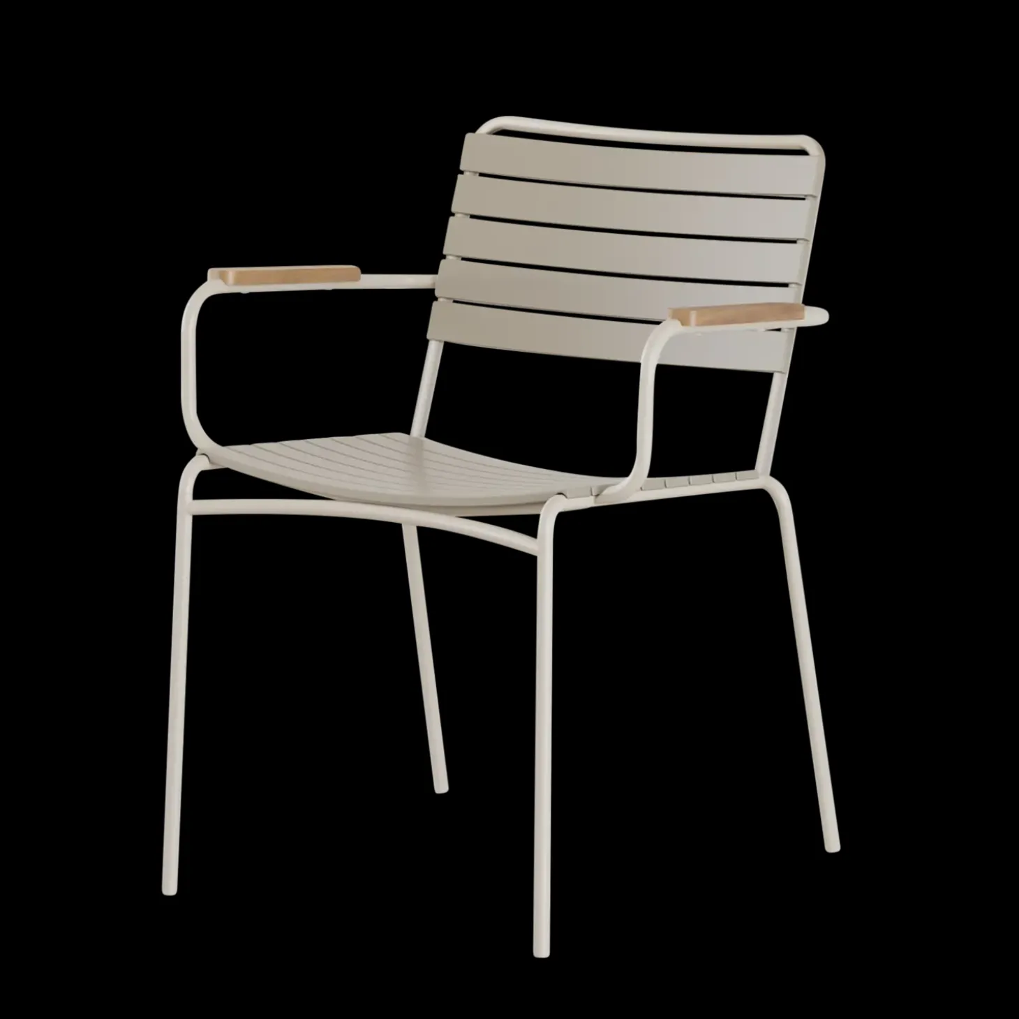 Cinas - Havestol - Matic stol, Sandy Grey aluminiums stel, med teak armlæn