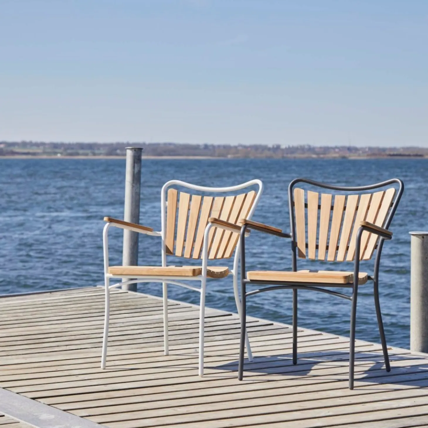 Cinas - Havstol - Ellen stol hvid aluminium og teak
