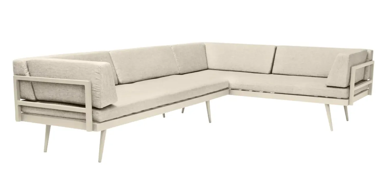 Cinas - Rio lounge sofa, Sandy Grey aluminiums stel, med hynder i Sand
