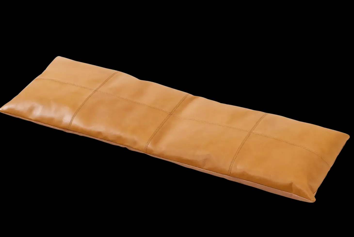 Cinas - Siddepude til 3-personers Rib bænk lysebrun læder, 104 x 35 cm