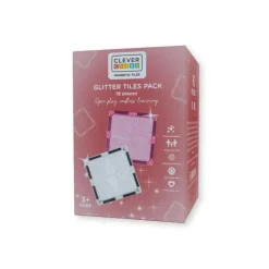 Cleverclixx - Magnetlegetøj - Glitter Tiles Pack Transparent - 16 dele