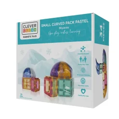 Cleverclixx - Magnetlegetøj - Small Curved Pack Pastel - 34 dele