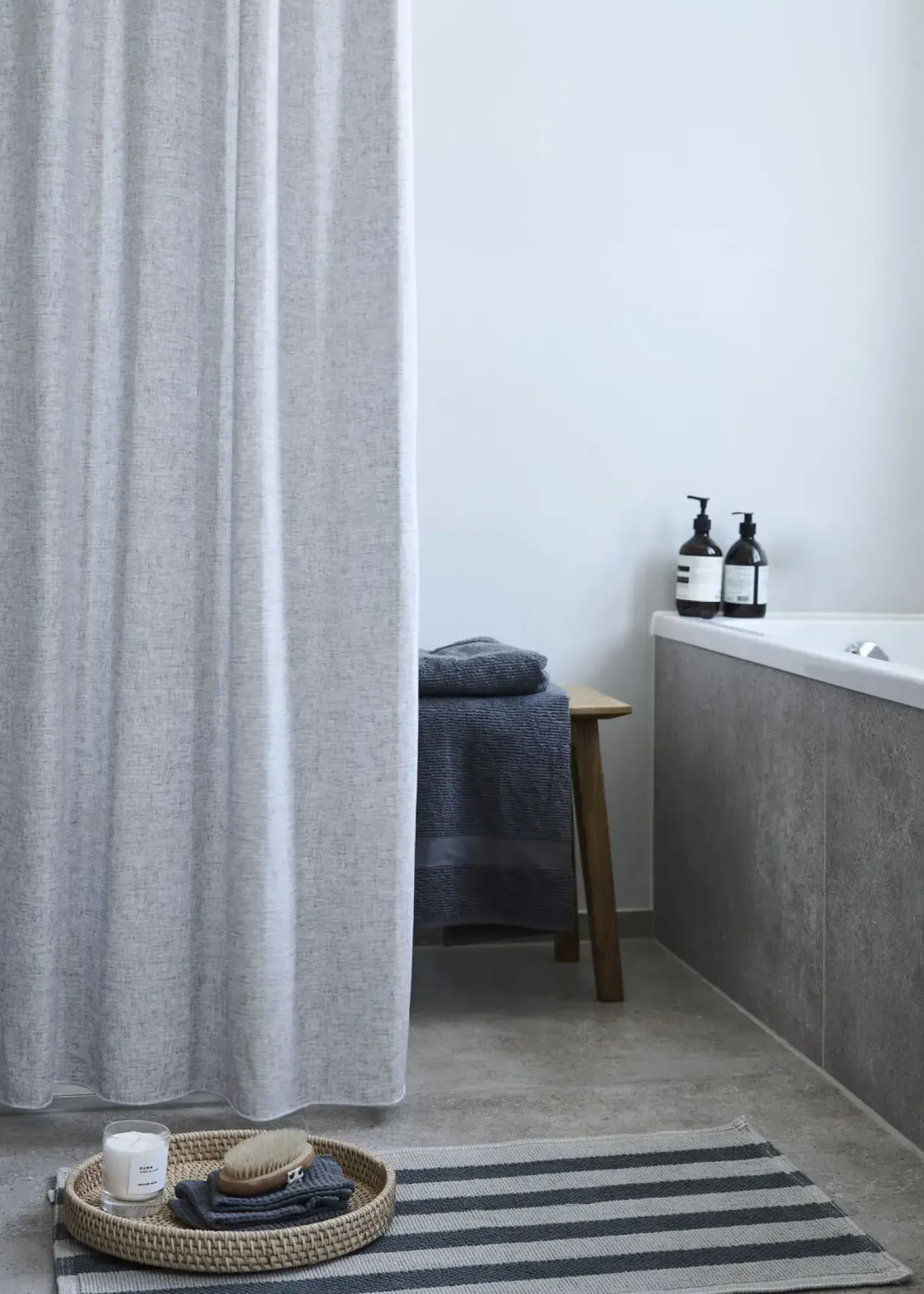 Compliments - Badeforhæng - Lino shower curtain w/eyelets 200 cm - Grå